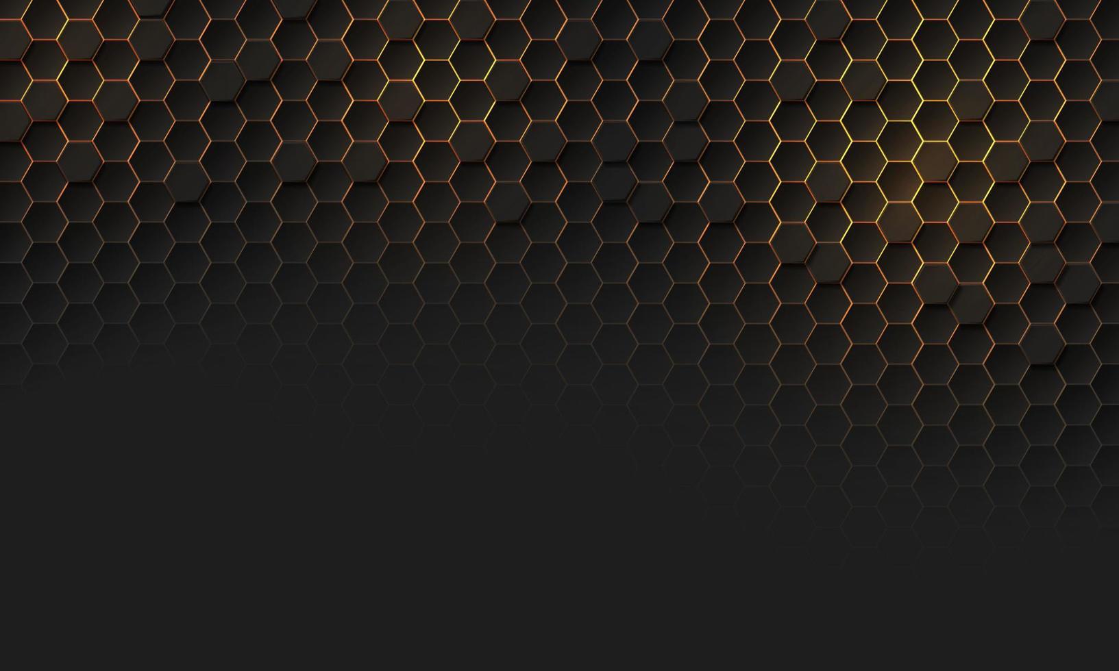 Abstract yellow light dark grey hexagon texture 3d geometric pattern with blank space design modern technology futuristic vector