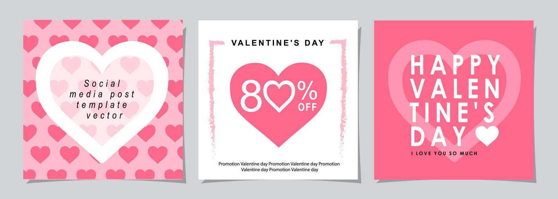 Happy Valentines Day square banner for social media posts, mobile apps, banners, digital marketing,  sales promotion and website ads. Vector backgrounds, geometric style with hearts pattern.