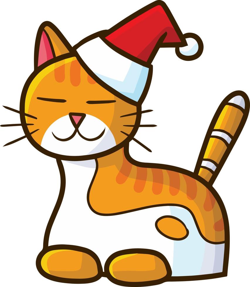 ejemplo lindo y tranquilo del gato navideño naranja vector