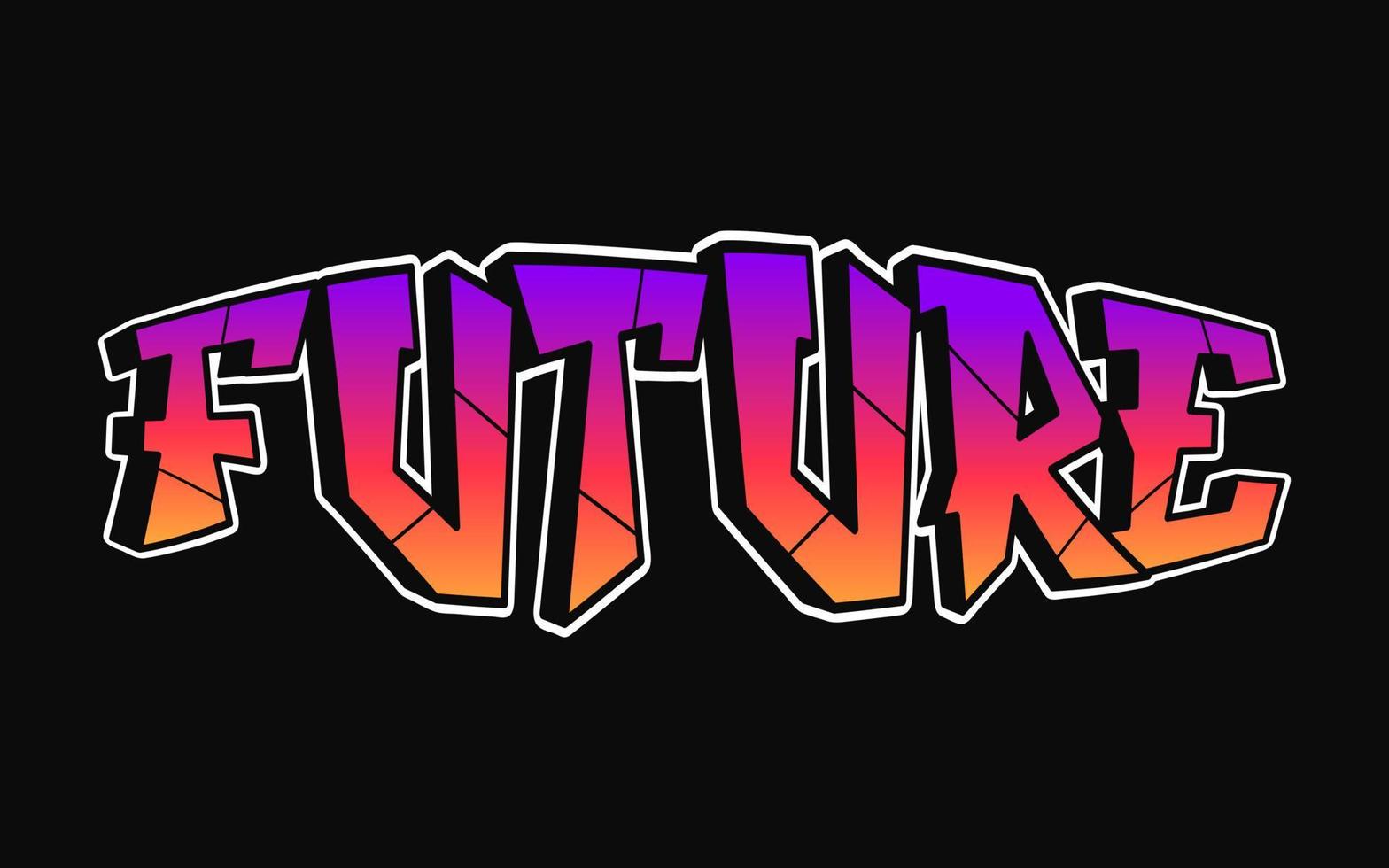 futuro palabra trippy psicodélico graffiti estilo letras.vector dibujado a mano doodle dibujos animados logo futuro ilustración. divertidas letras trippy geniales, moda, estampado de estilo graffiti para camiseta, concepto de afiche vector