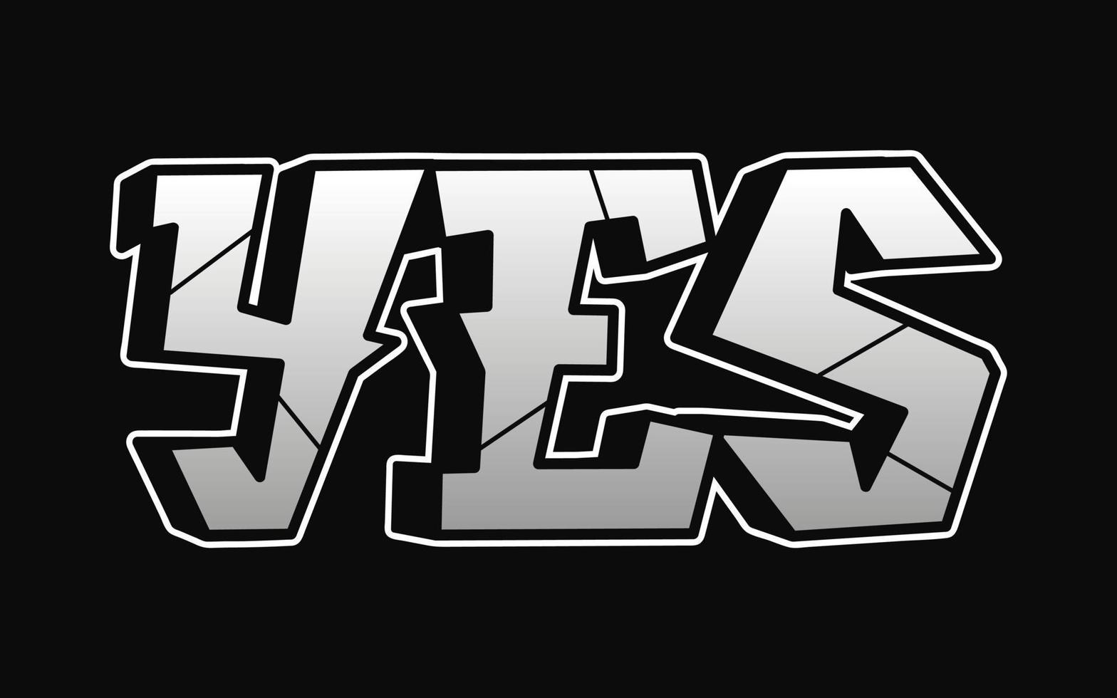 Yes word graffiti style letters.Vector hand drawn doodle cartoon logo illustration.Funny cool Yes letters, fashion, graffiti style print for t-shirt, poster concept vector