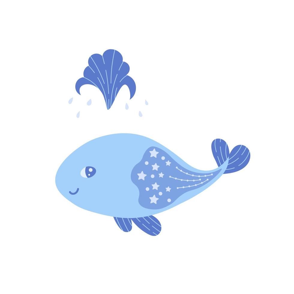 Cute whale with a fountain vector