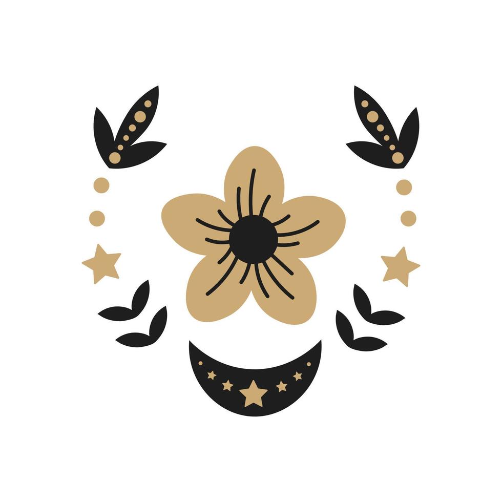 Celestial flower vignette vector