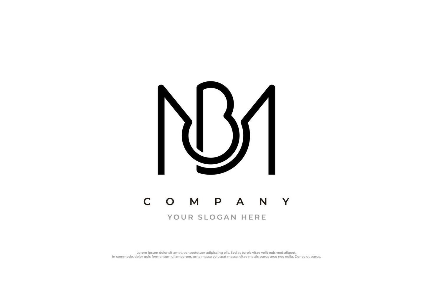 Initial Letter BM Logo or MB Logo Design Vector Template