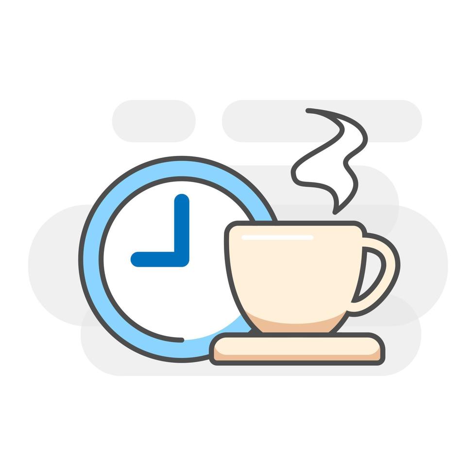 coffee time, break concept illustration linear icon, isolated stock vector eps10