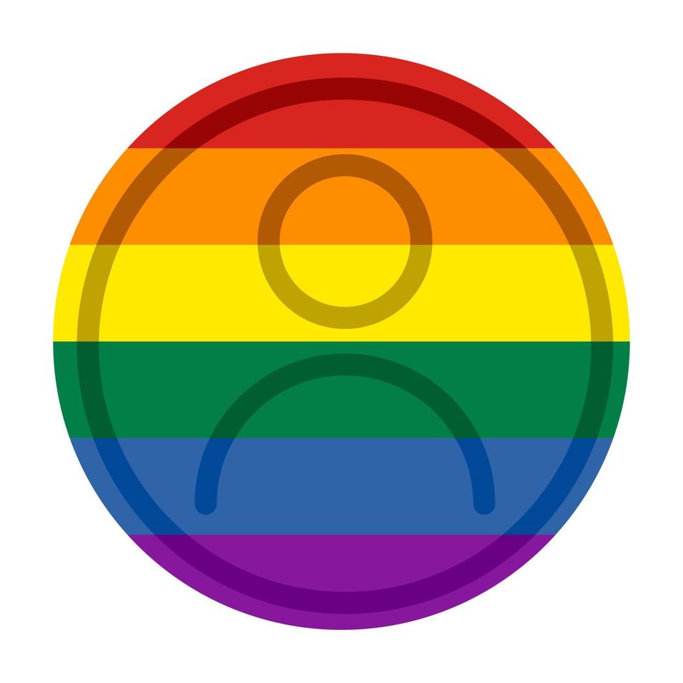 Pride rainbow flag User Icon. LGBTQ Avatar Profile, Social Media User Circle shape style. Vector Illustration