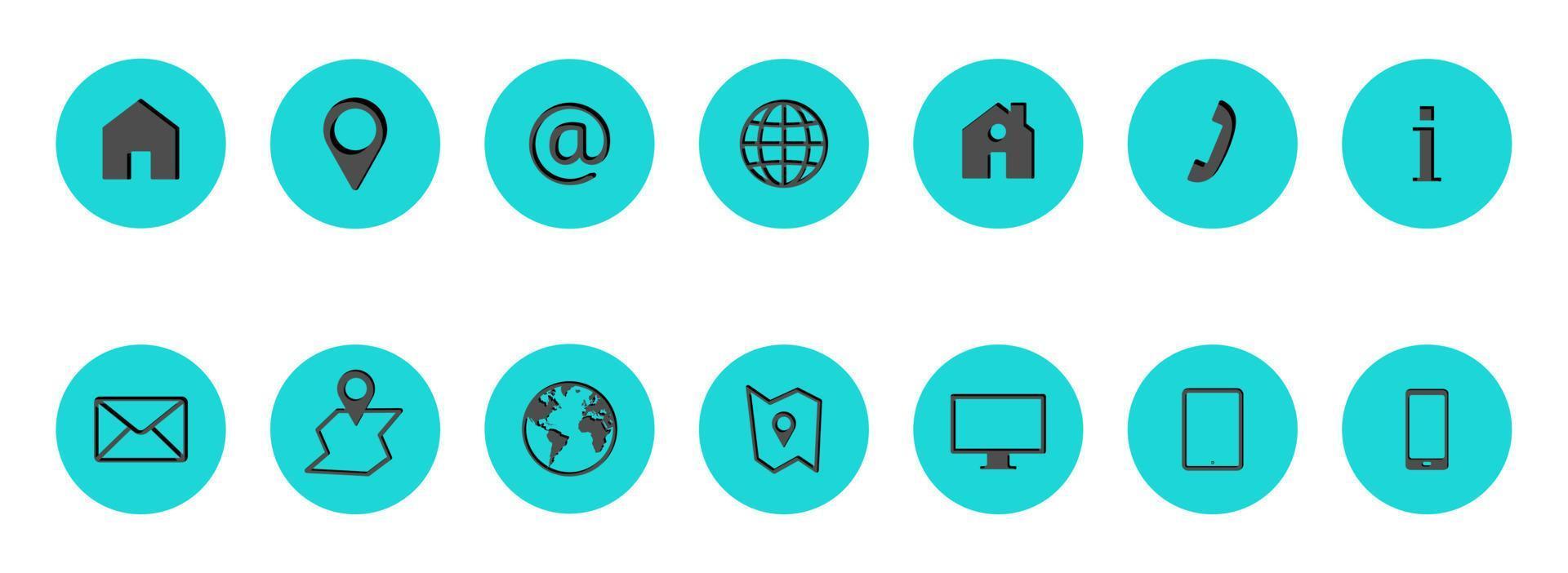 Business Contact us icon set. Cutout design button style vector