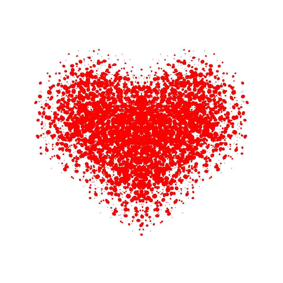 Abstract Splattered heart shape icon symbol. Art style valentines day or wedding heart shape vector