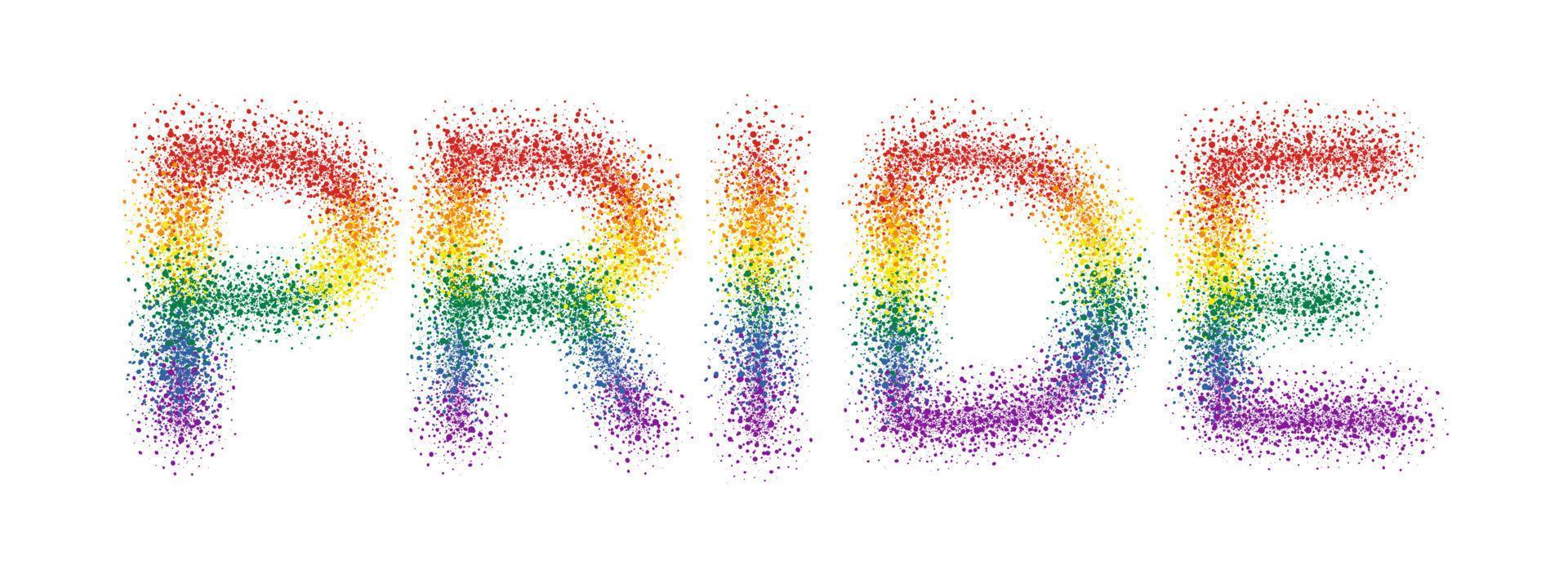 Pride text Abstract rainbow flag splattered style isolated vector