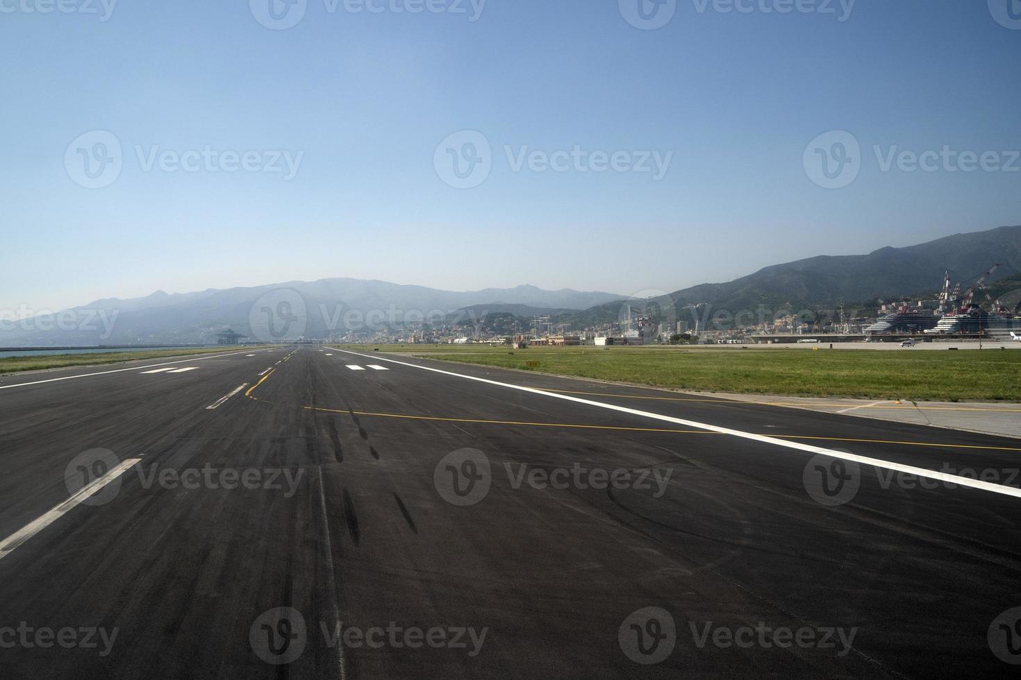 Genoa airport terminal runway view photo