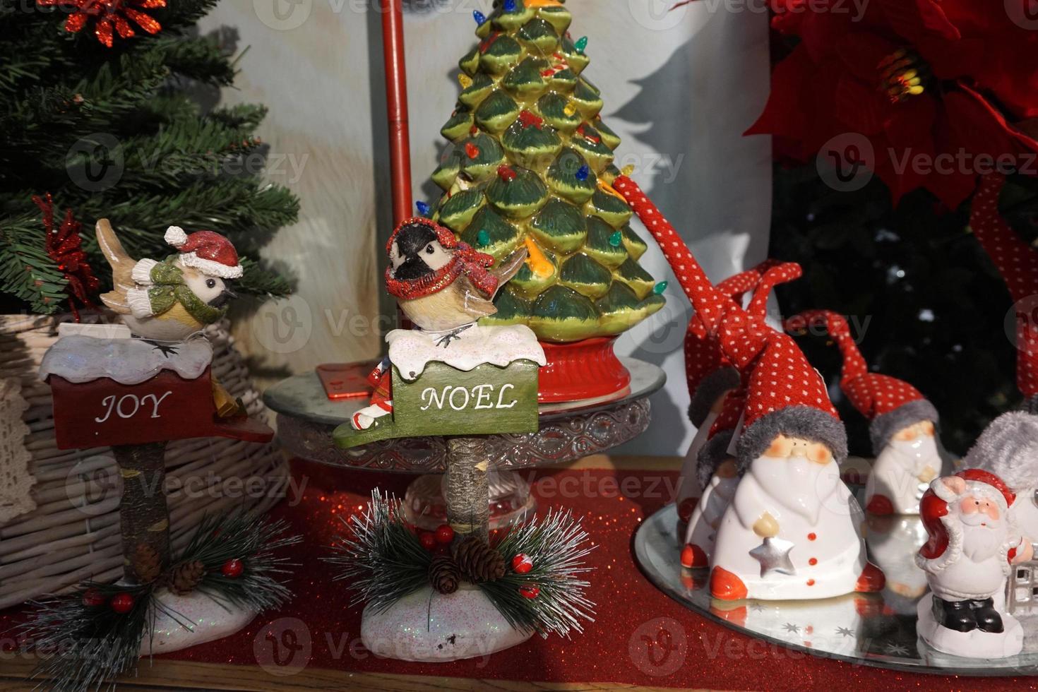 christmas tree decorations at street market photo