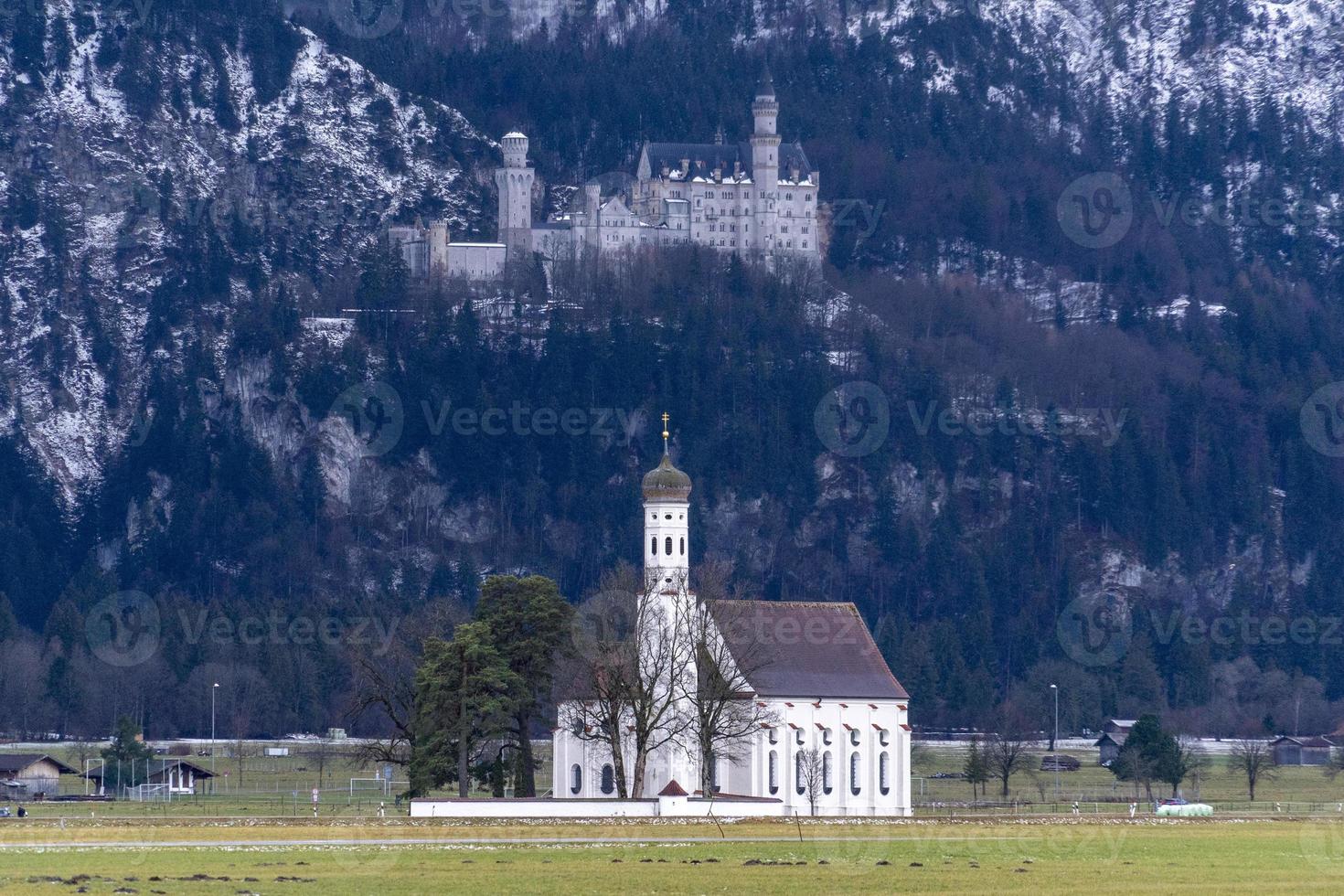 neuschwanstein castle in winter photo