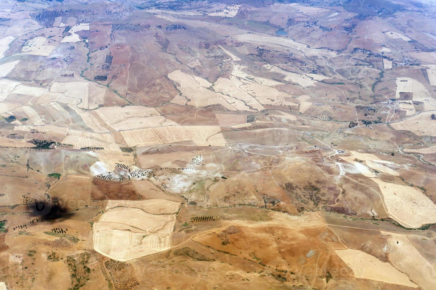 farmed fields aerial view in sicily photo