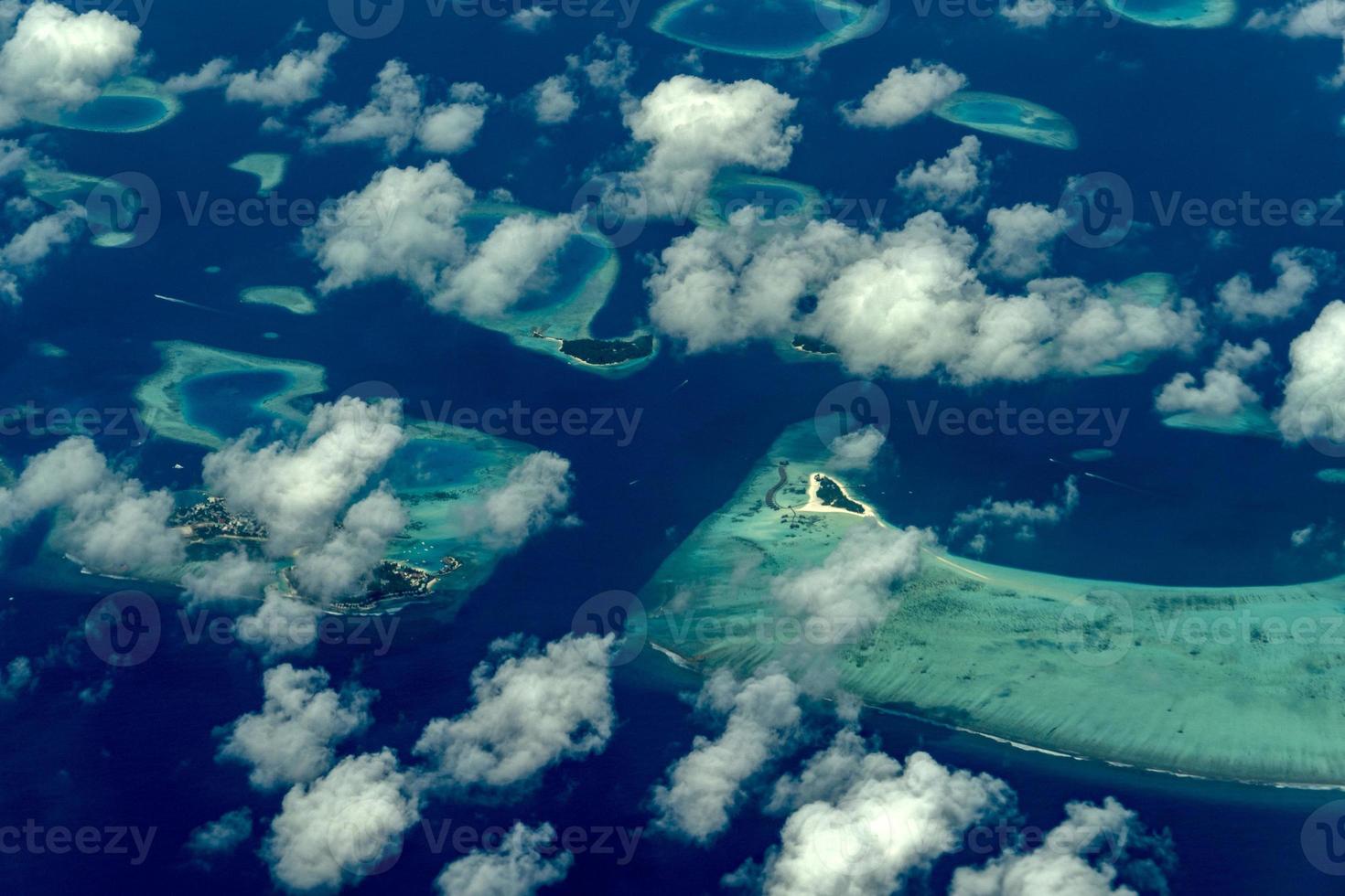 maldives aerial view landscape atoll and islands photo