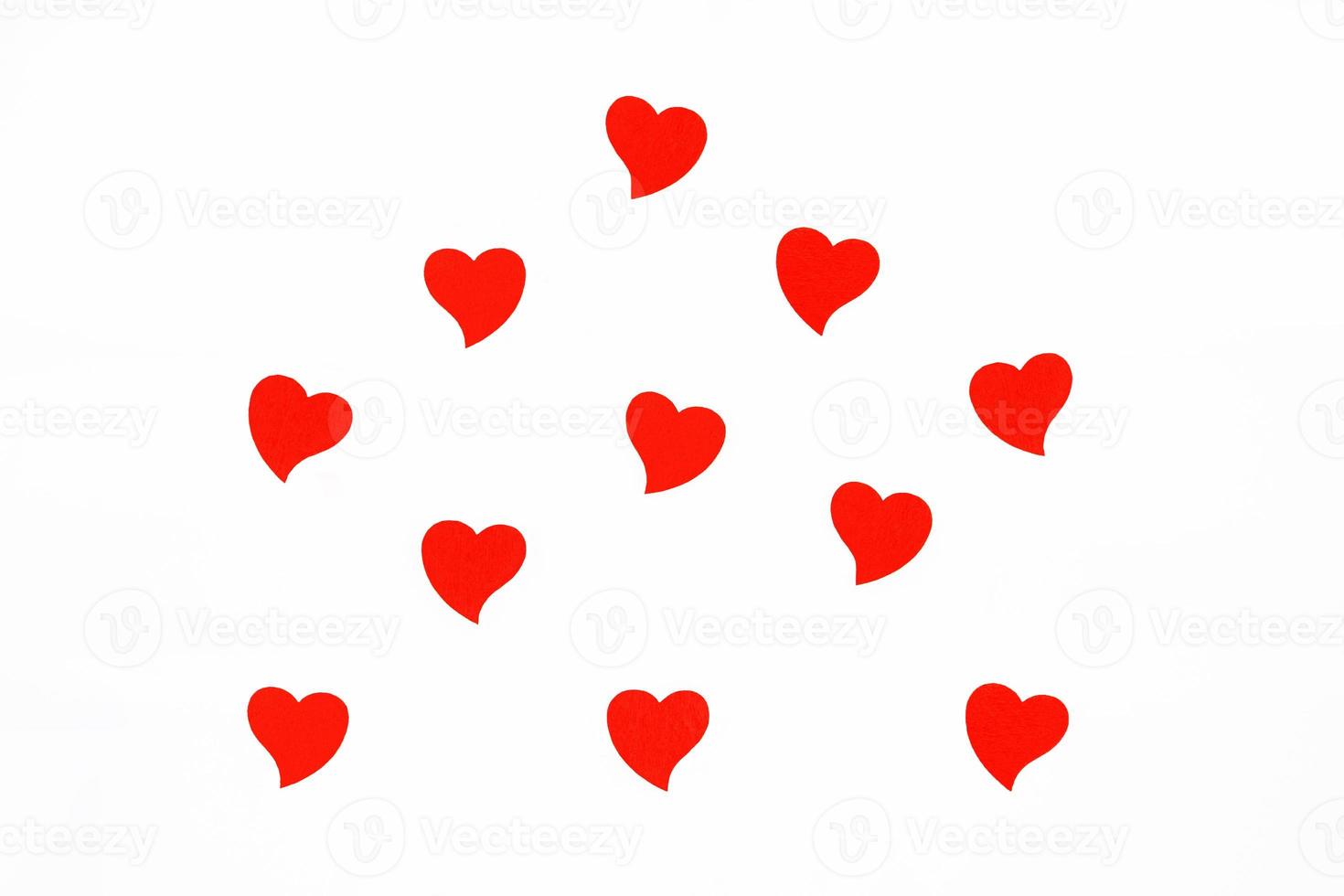 Valentine day concept. Many red heart  isolated on white background with clipping path. Romantic, pattern and Beautiful element or gift concept photo