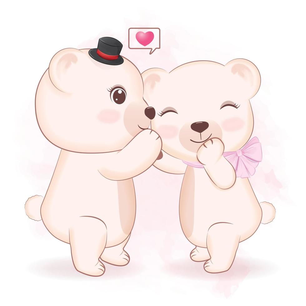 Cute Couple Bear Valentine's day concept illustration 18740957 Vector