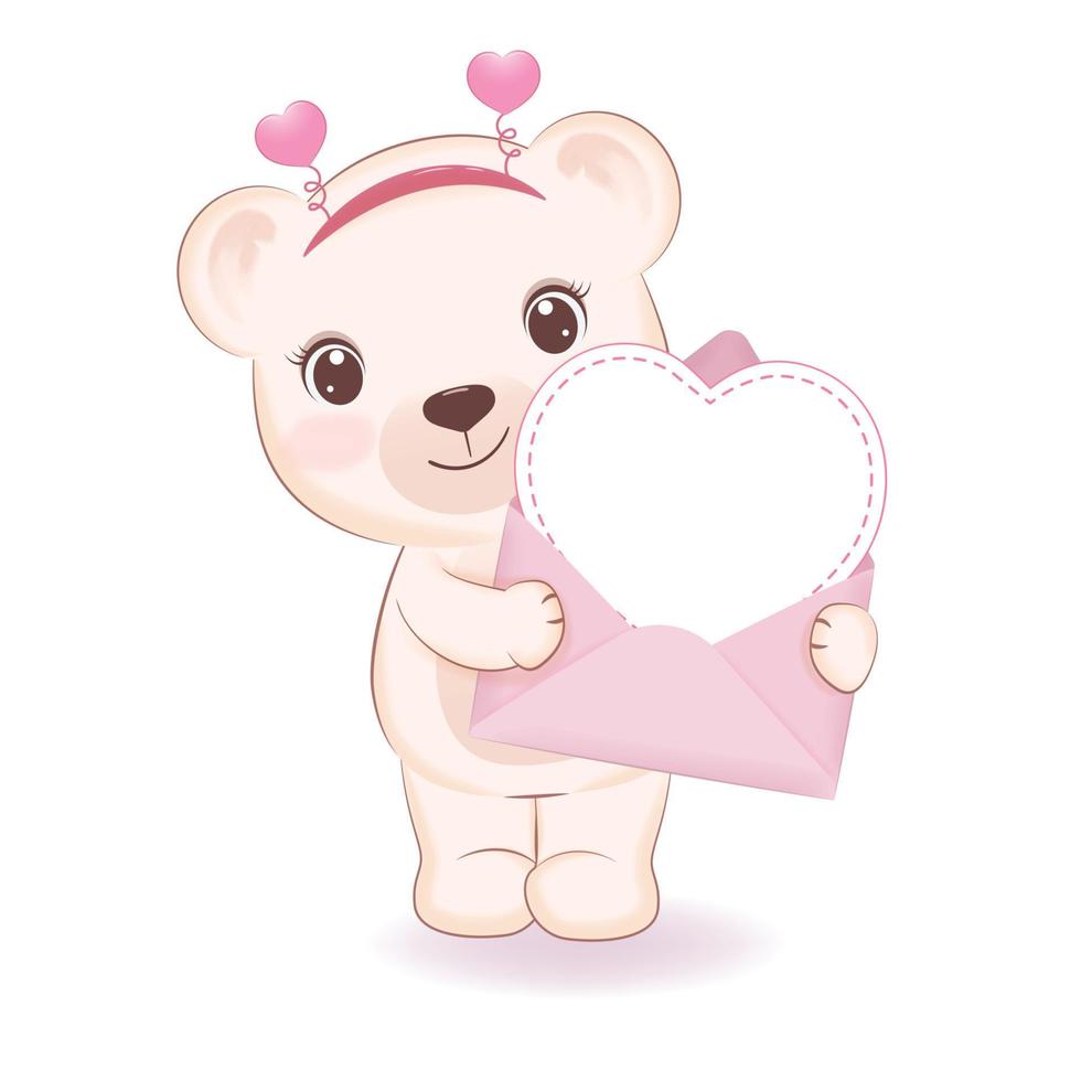 Cute Little Bear Valentine's day concept illustration vector
