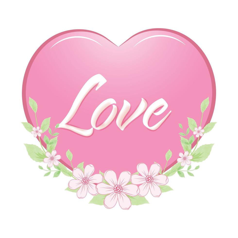 Heart with Bouquet, Valentine's day concept vector