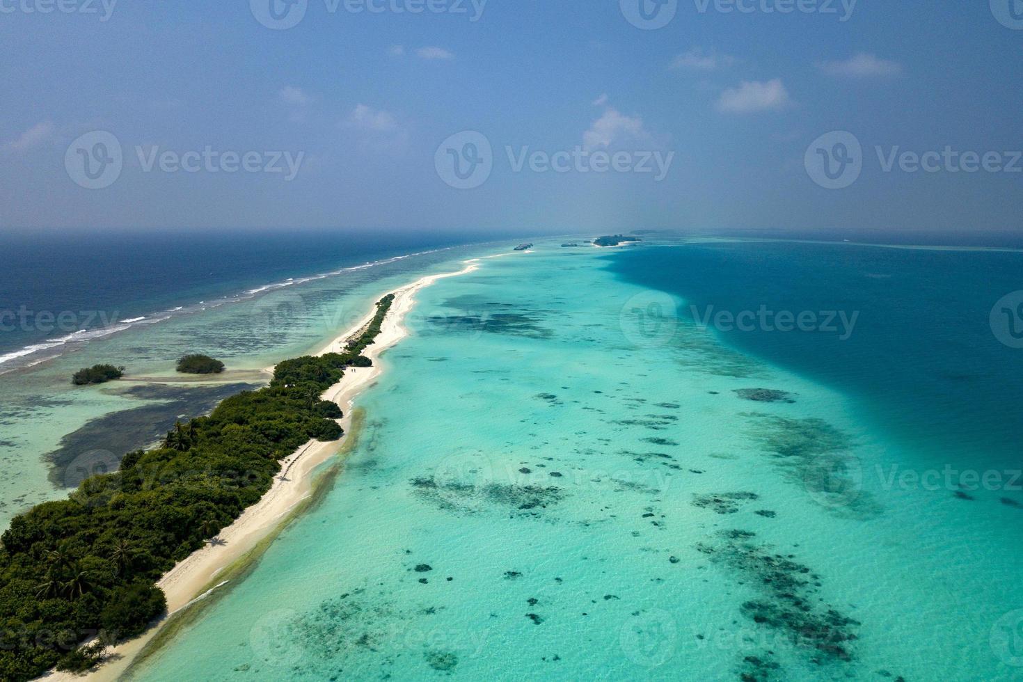 Maldives aerial view panorama landscape white sand beach photo