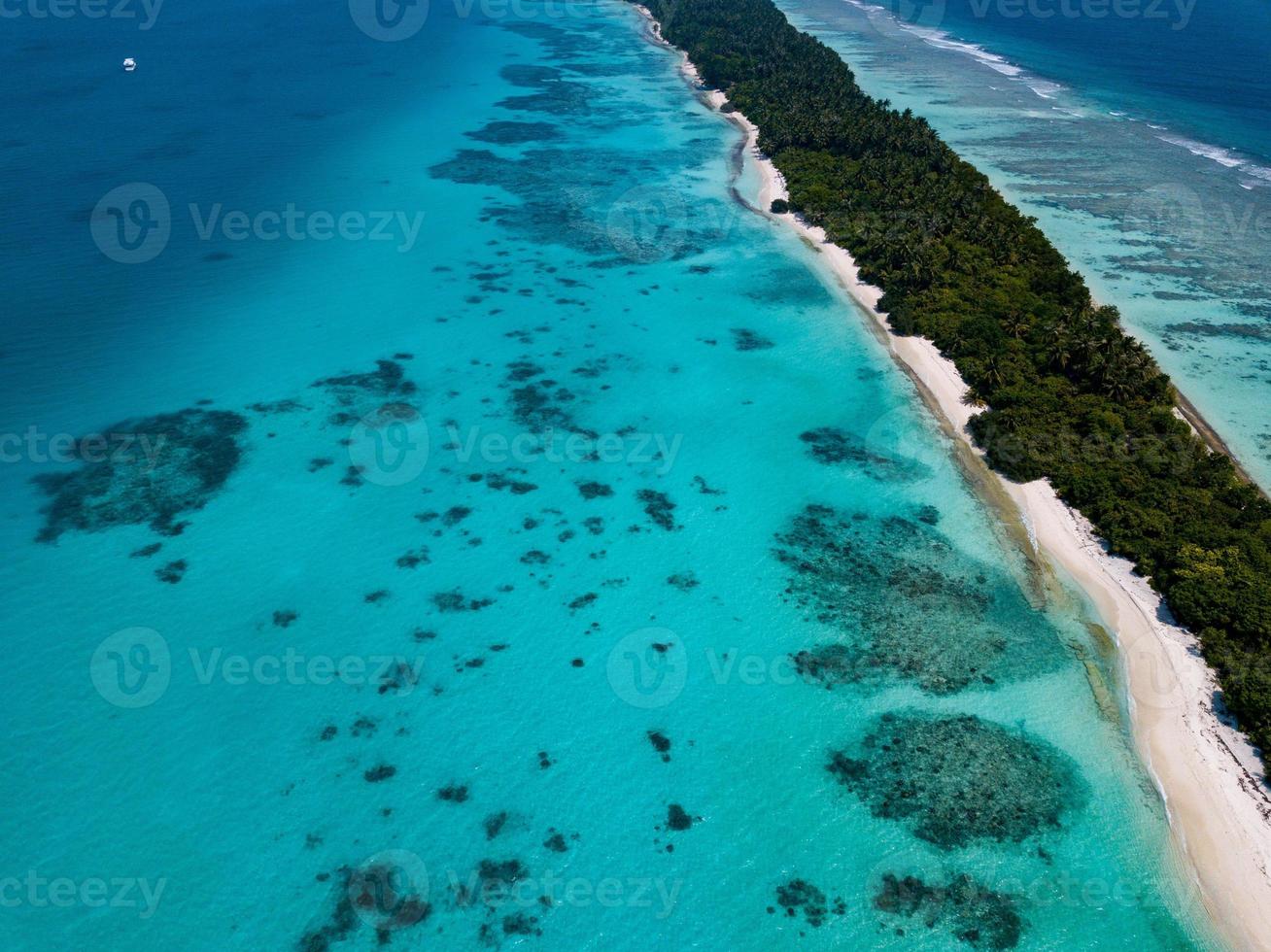 Maldives aerial view panorama landscape white sand beach photo