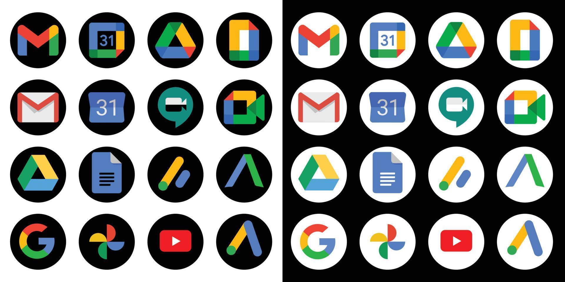 Google products and programs logo on a Black and white background vector