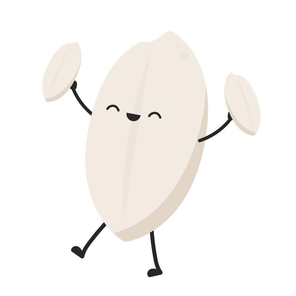Rice character design. rice vector on white background. rice seed.