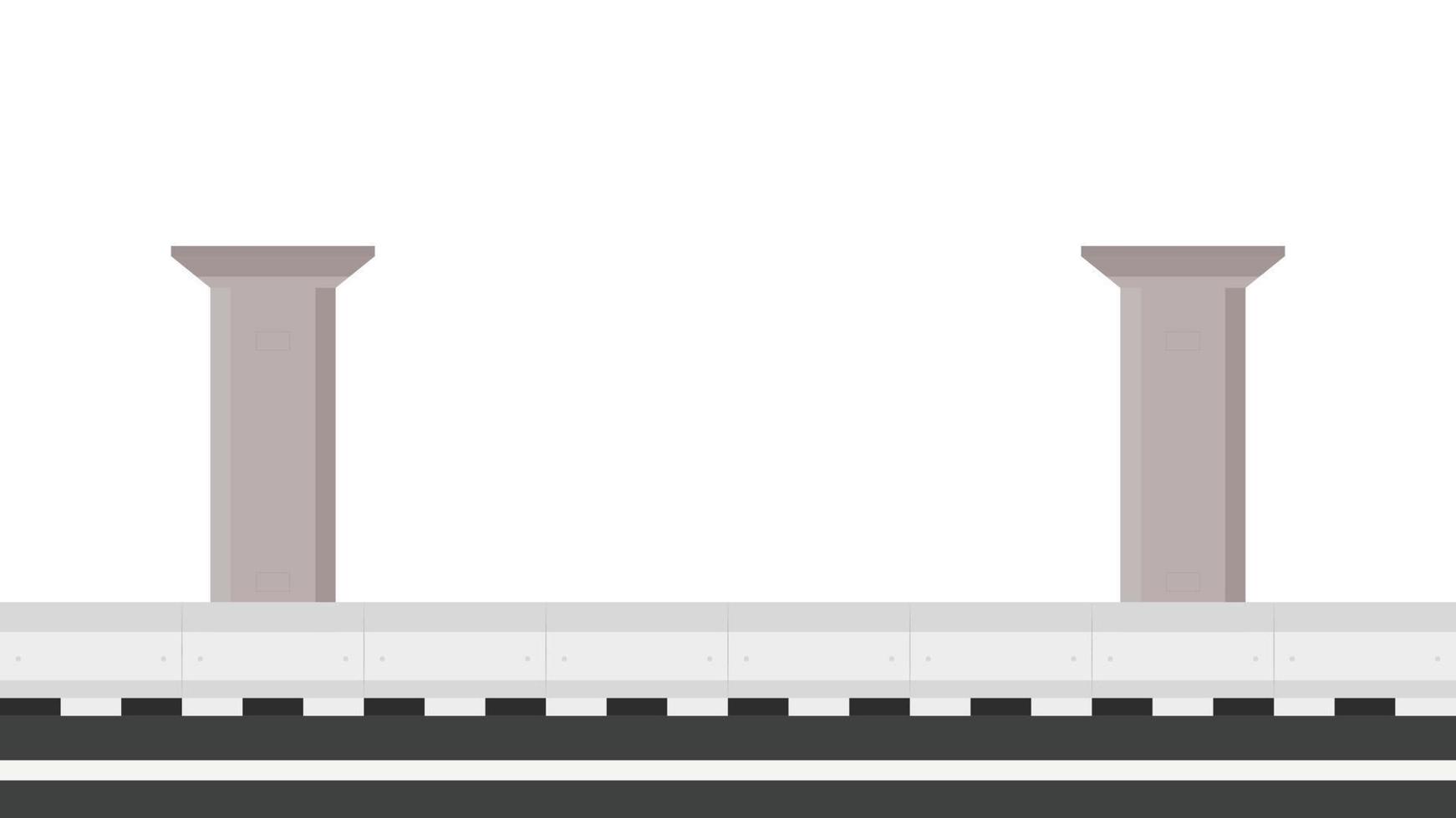 Road side vector. Scaffolding vector. Bridge pillar. Construction. Bridge posts under construction. Road fence.  Bridge over the way. vector