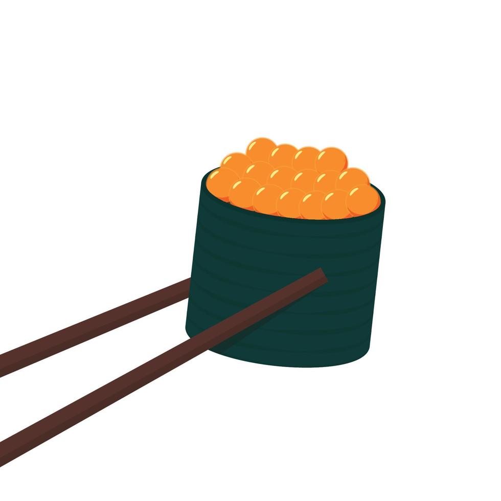 Sushi vector. Sushi on white background. Salmon egg vector. vector