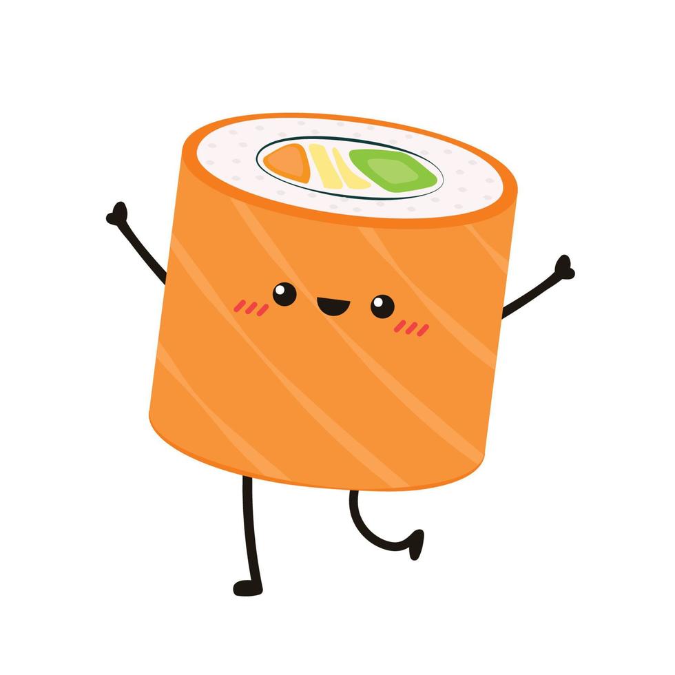 Sushi vector. Sushi on white background. Salmon roll vector. vector