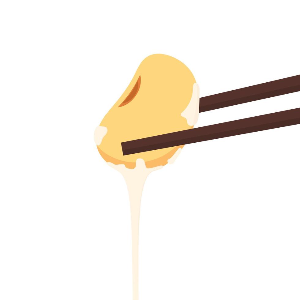 Soy bean vector. Soy bean on chopsticks. Natto vector. vector