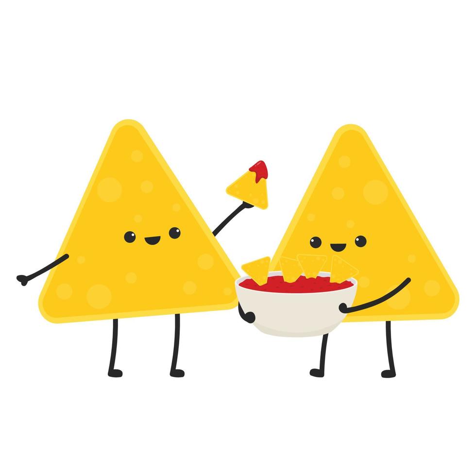 Diseño de personajes nacho. nachos sobre fondo blanco. vector