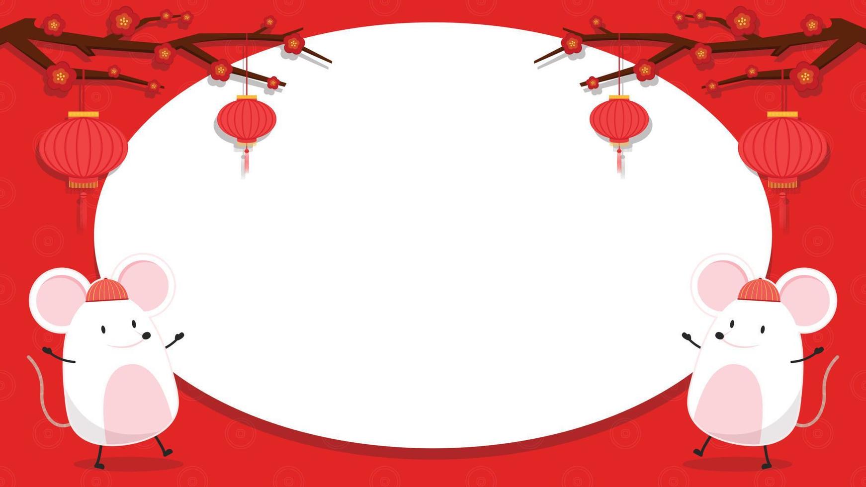diseño de personajes de rata. fondo de pantalla. espacio libre para texto. copie el espacio. cartel de saludo de feliz año nuevo chino. Fondo de pantalla del año de la rata. vector