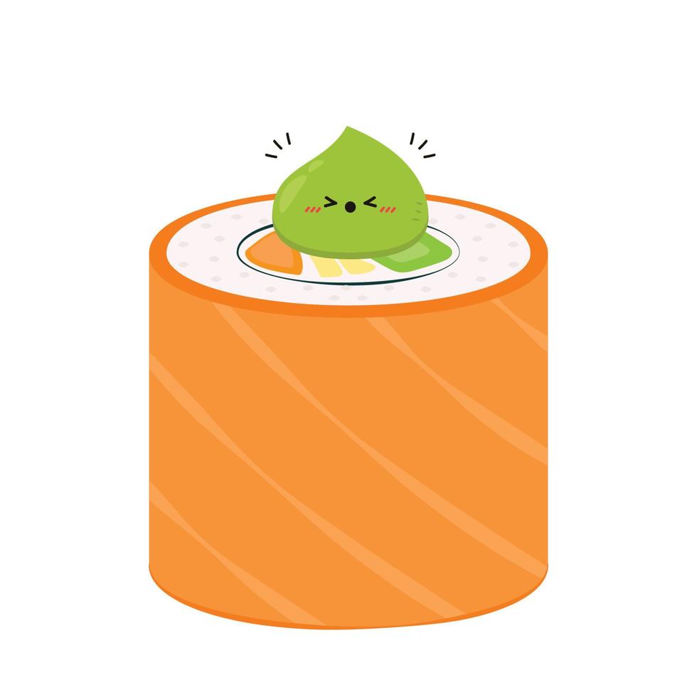 Sushi vector. Sushi on white background. Salmon roll vector. vector