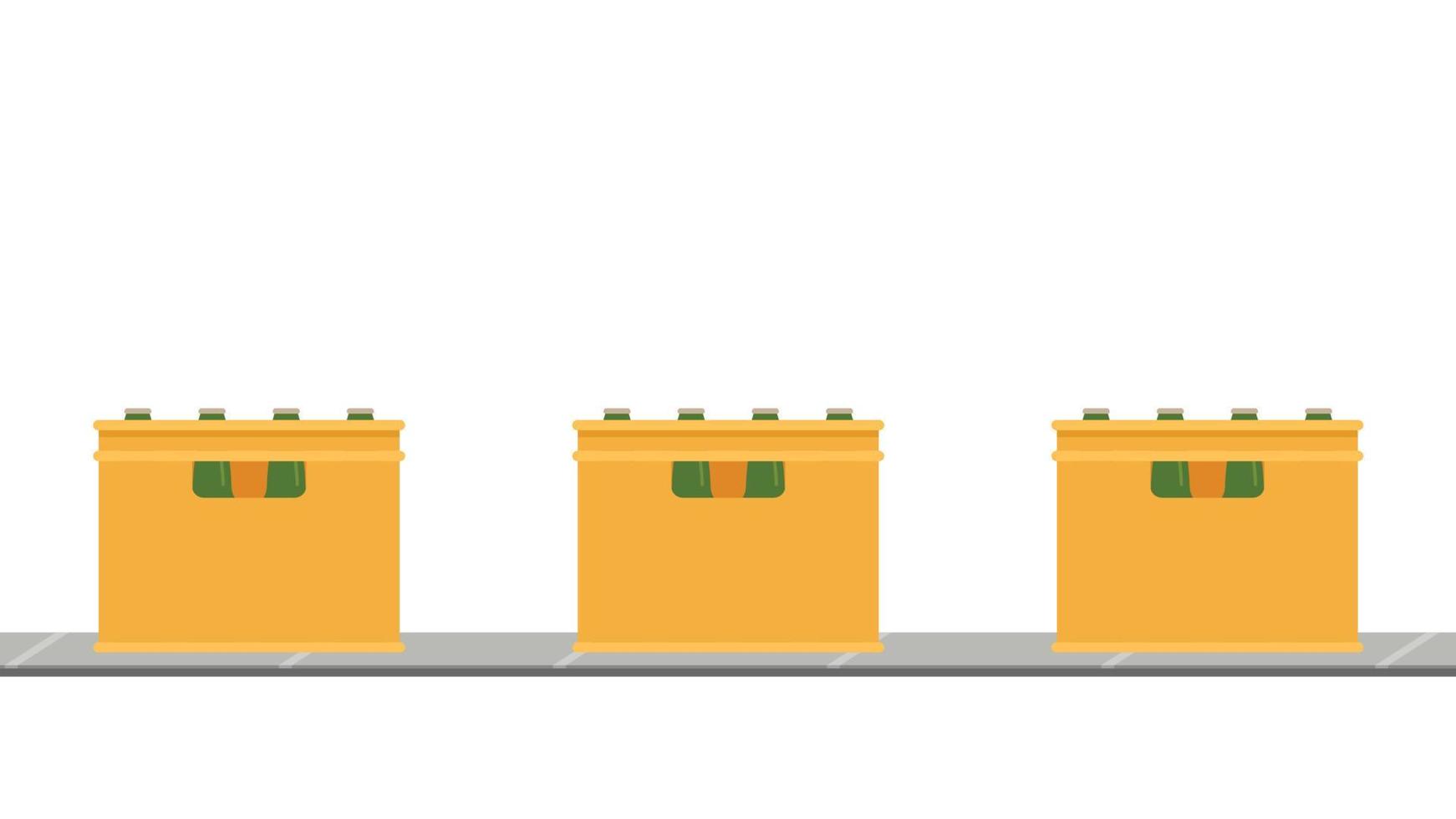Conveyor belt. Beer in the Crate. Crate vector. Crate on Conveyor belt. vector