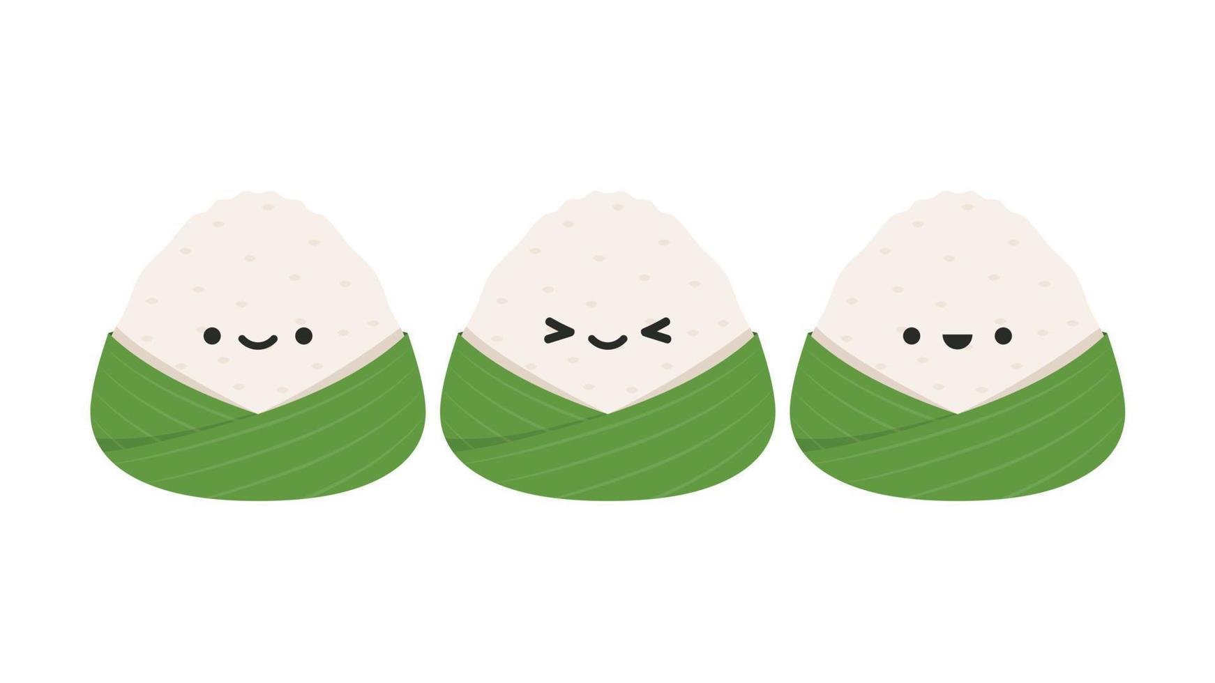 Onigiri character. Onigiri on white background. Onigiri logo design. Japan rice ball. vector