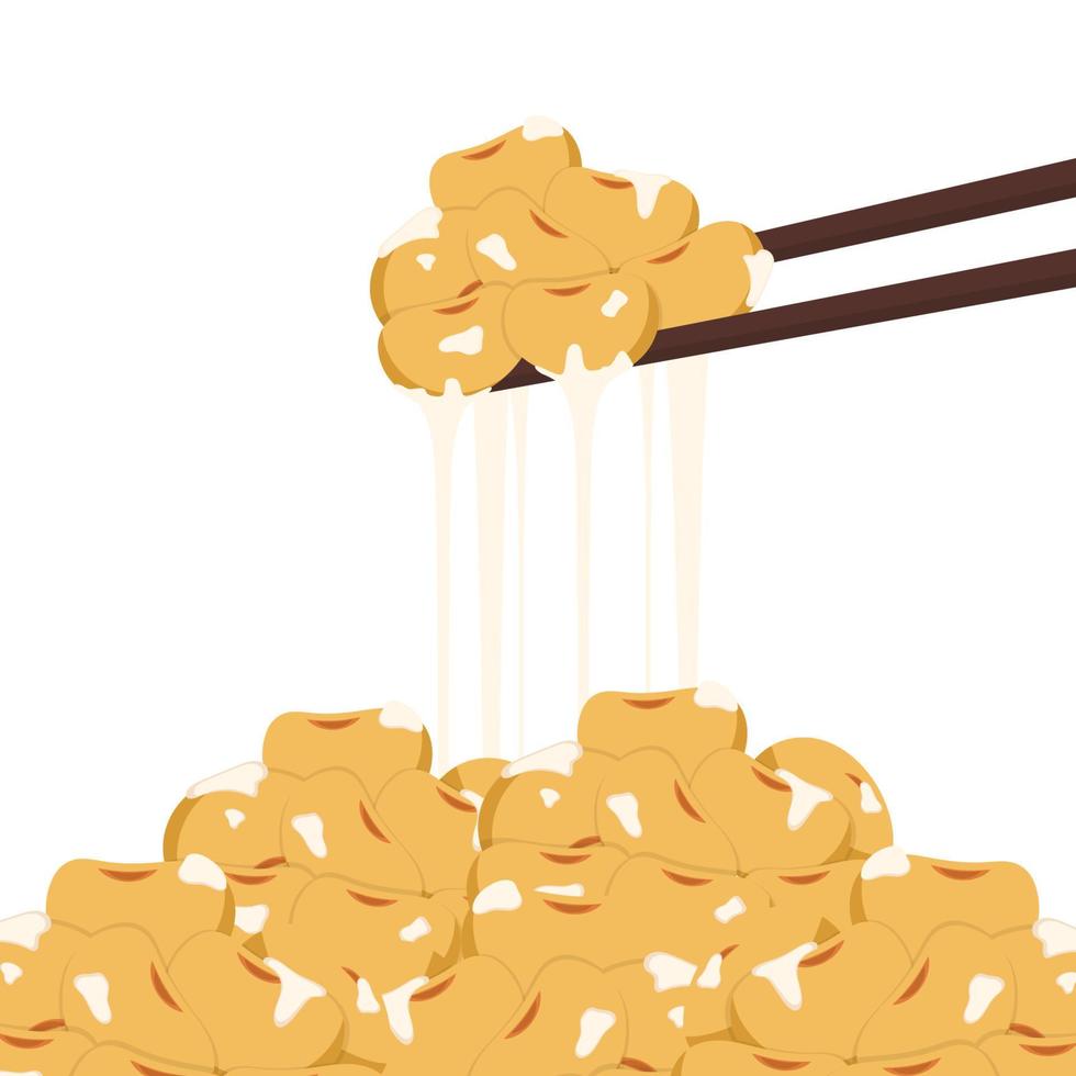 Soy bean vector. Soy bean on chopsticks. Natto vector. vector