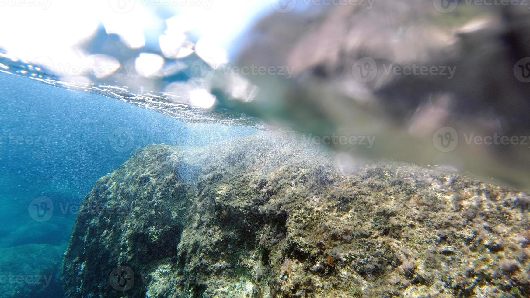 Sardinia crystal water underwater view while diving photo