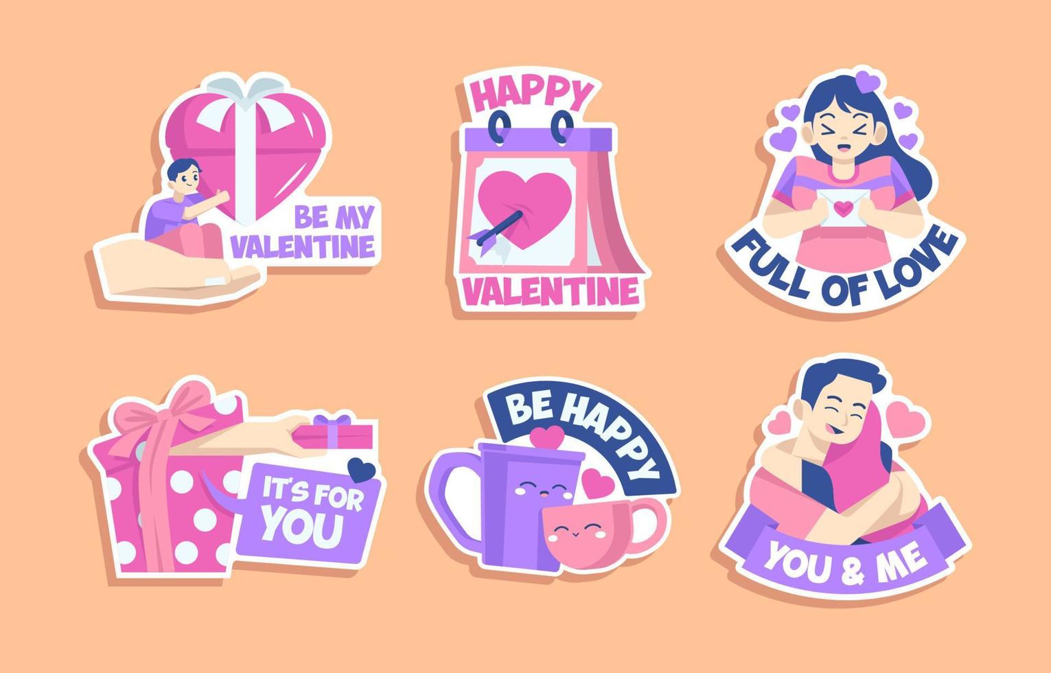 conjunto de pegatinas de San Valentín vector