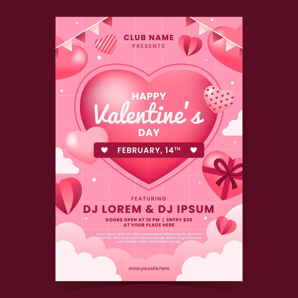 Valentine's Day Poster Template vector