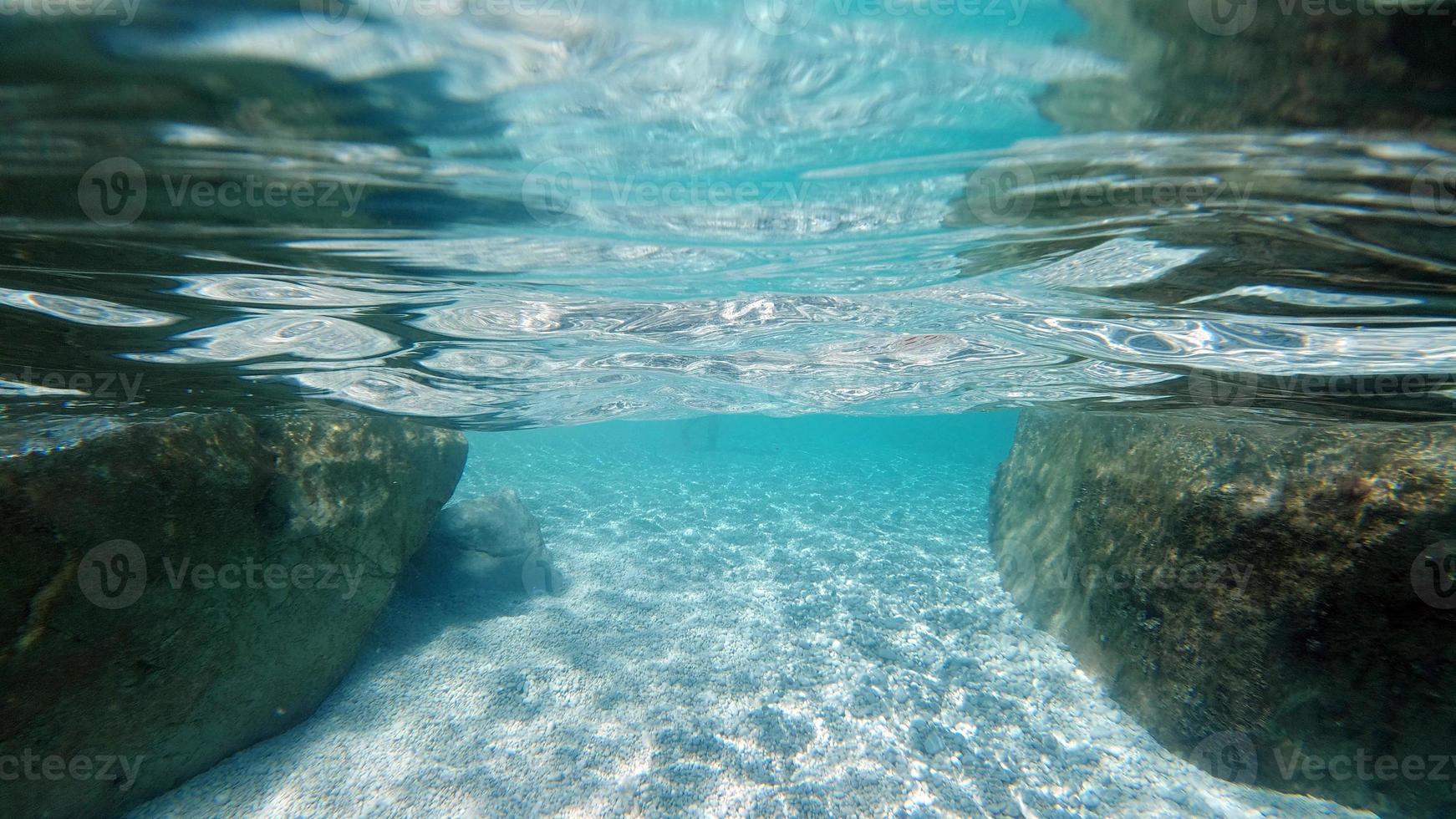 Sardinia crystal water underwater view while diving photo