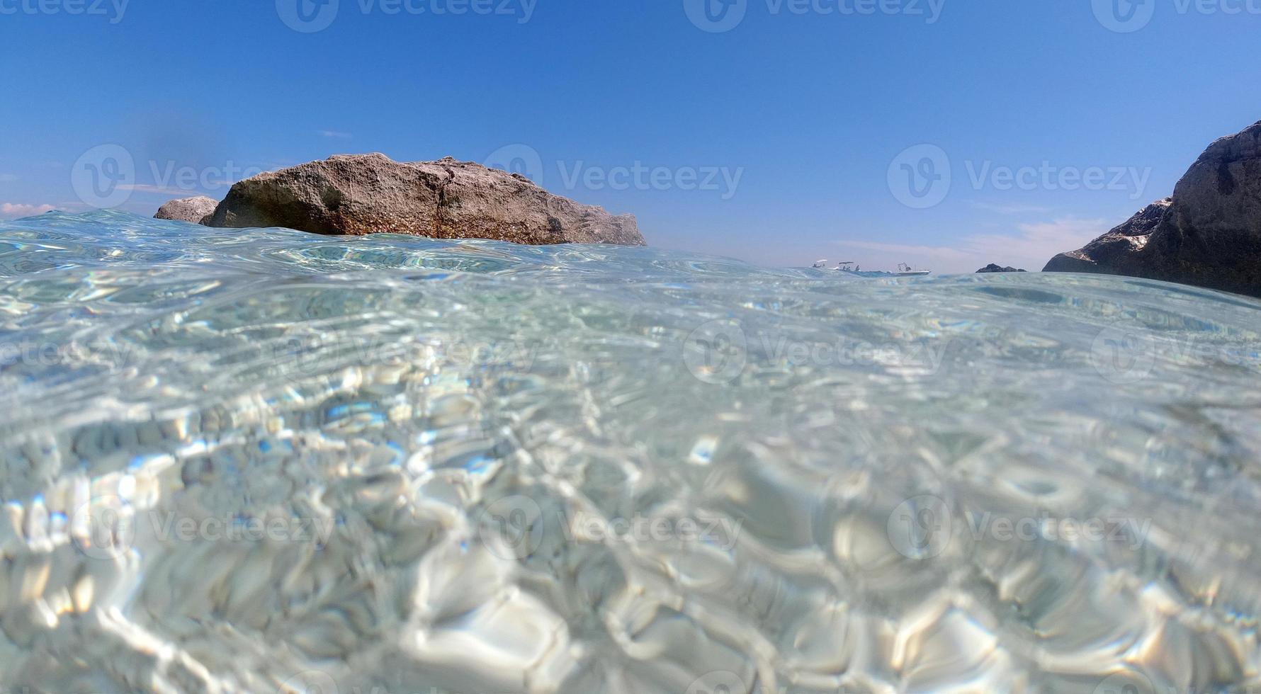 Sardinia crystal water underwater view while diving photo