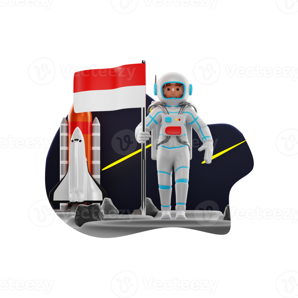 astronauta Tenere bandiera 3d personaggio illustrazione png