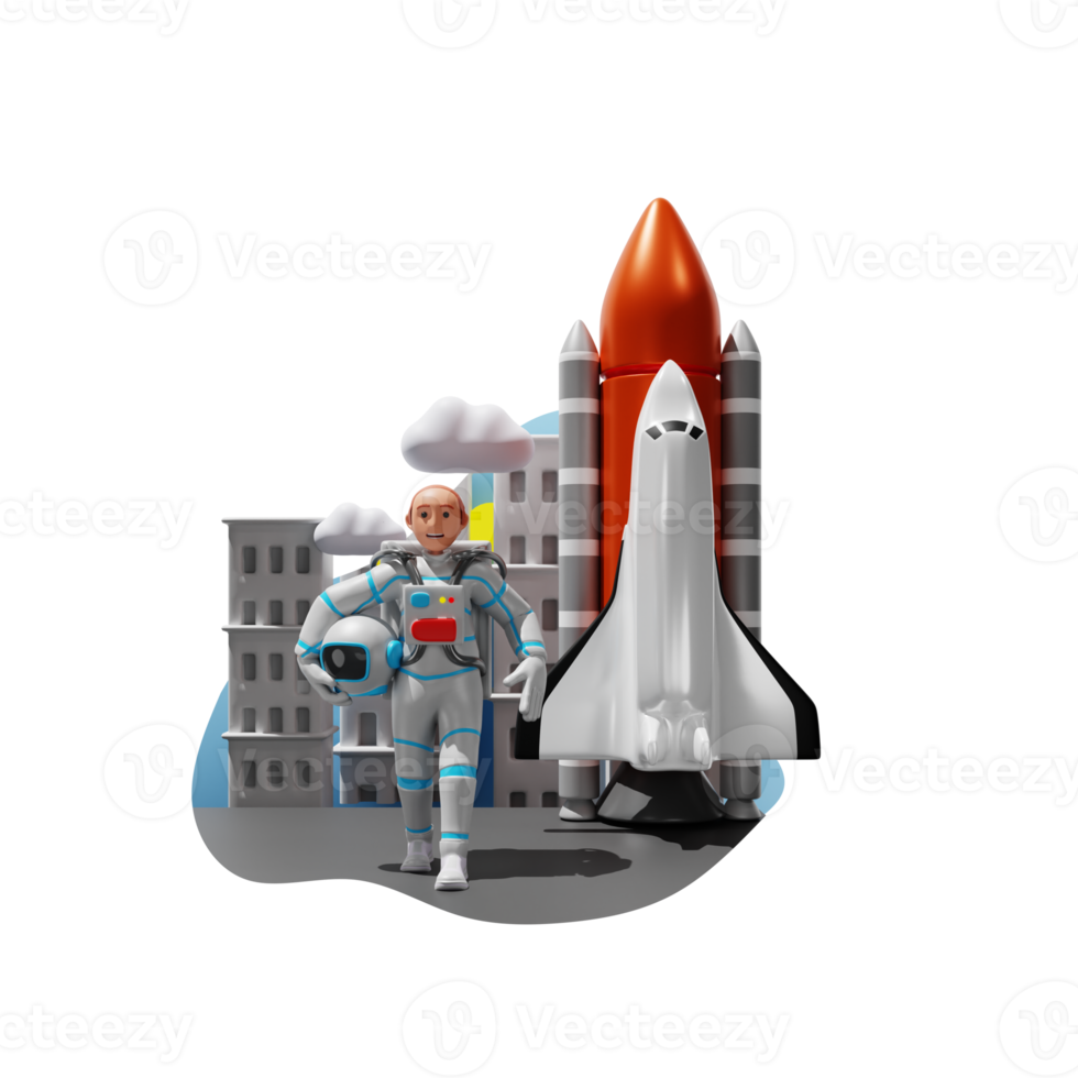 Astronaut Landing 3D Character Illustration png