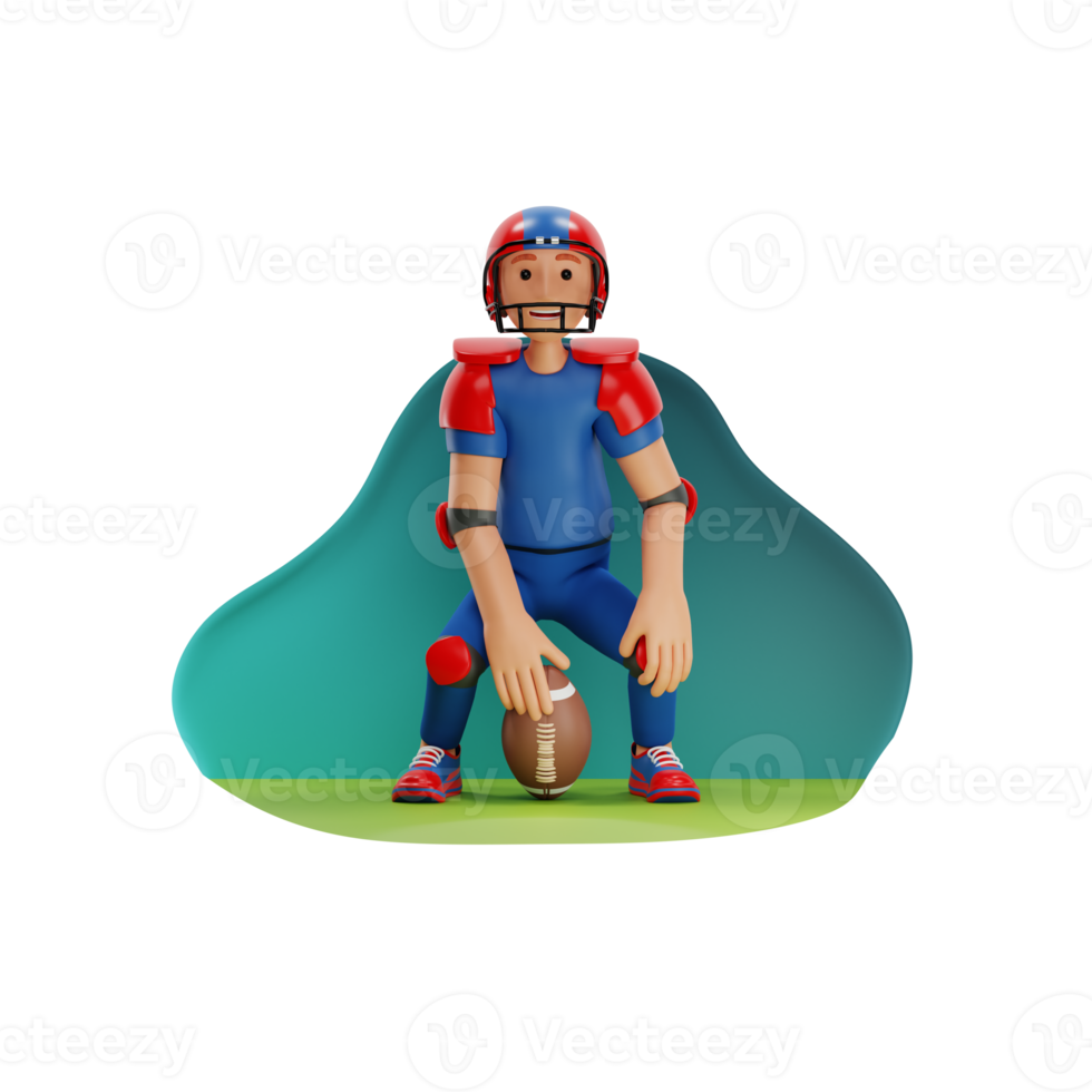 Man Playing American Football 3D Character Illustration png