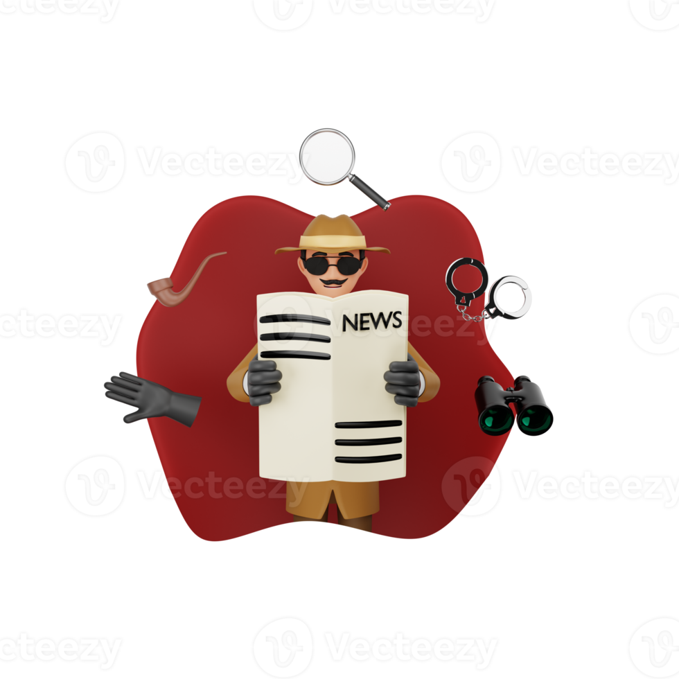 Investigator Or Detective 3D Character Illustration png