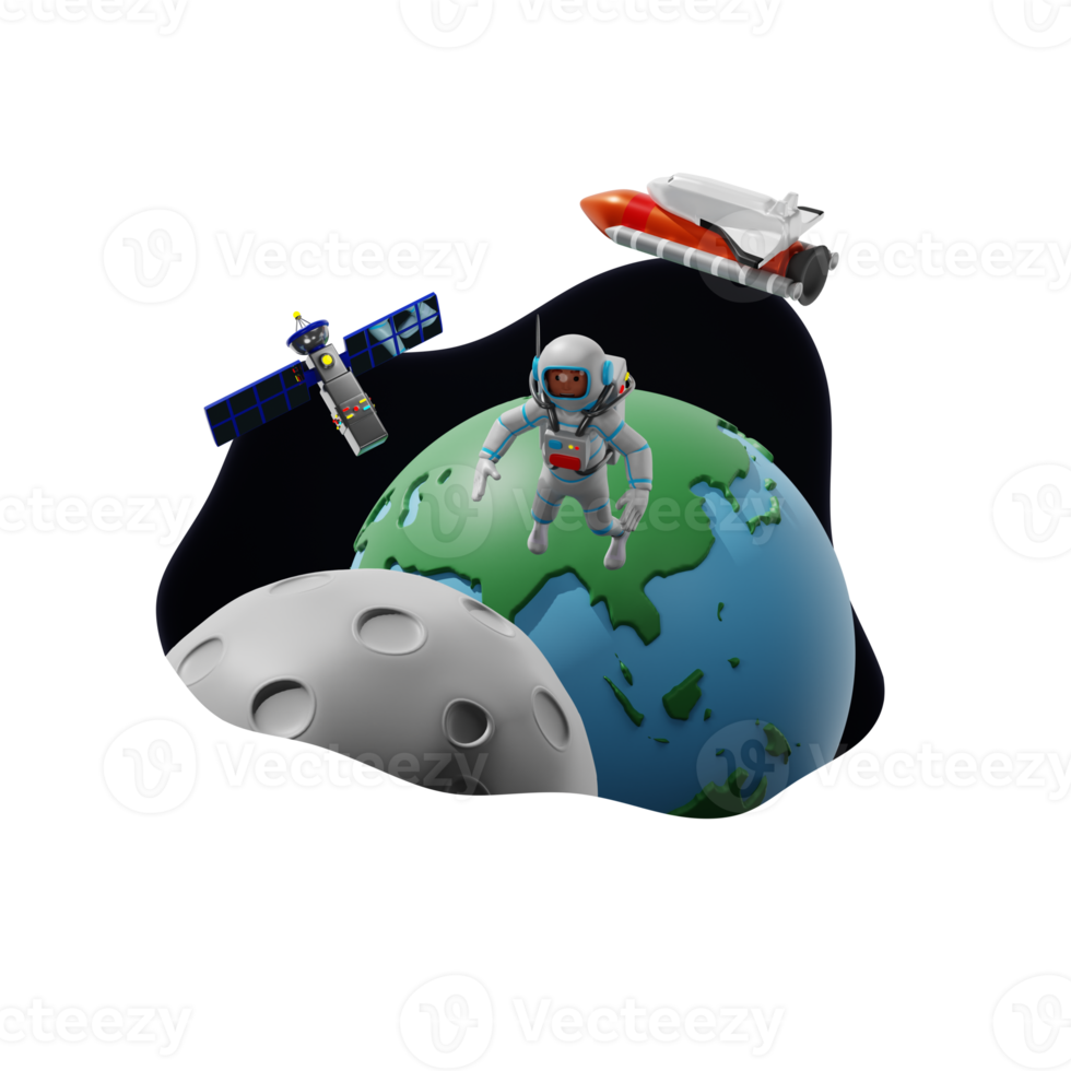 astronaute flottant dans l'espace illustration de personnage 3d png