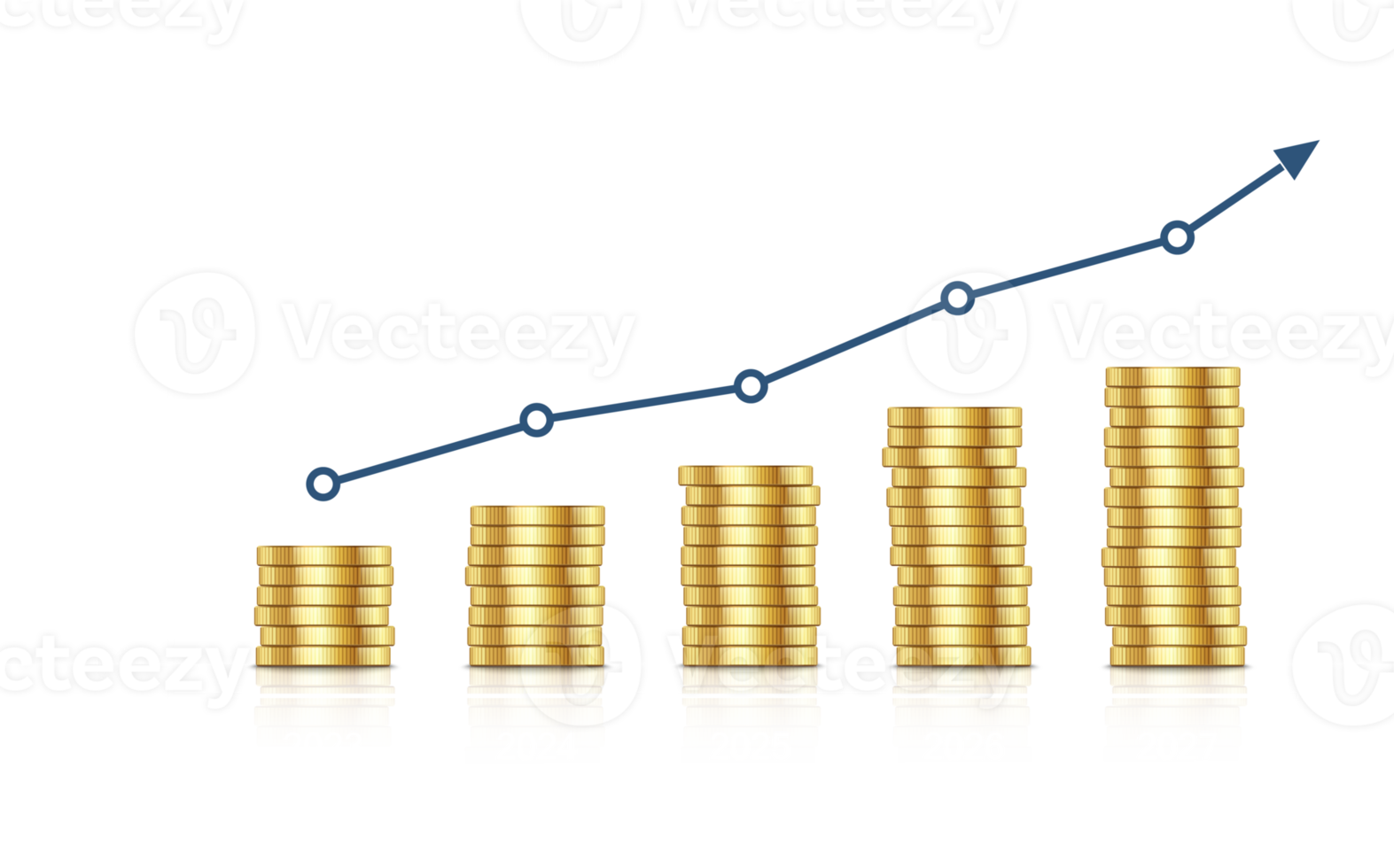 Financial chart up. Infographic diagram of making money with gold coins. Graph investment, growth gold business market. png