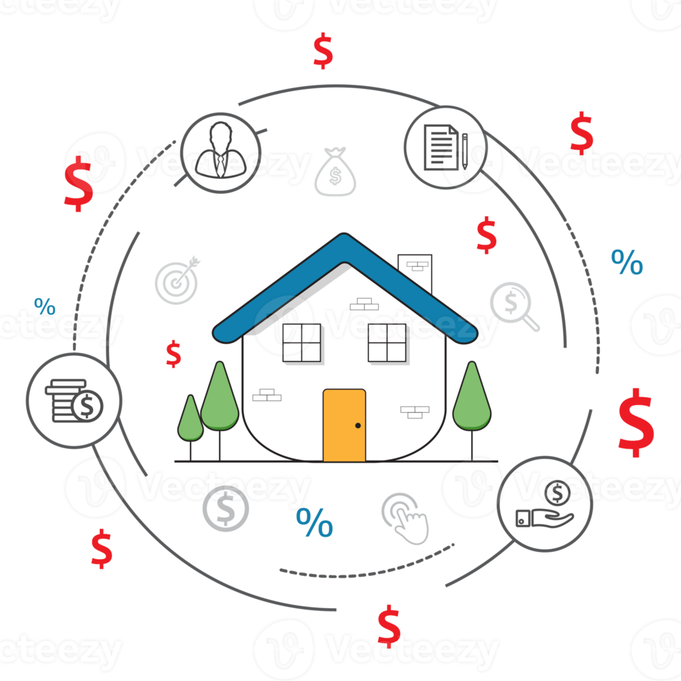 design plat en ligne mince de maison intelligente. infographie bâtiment conception de maison png