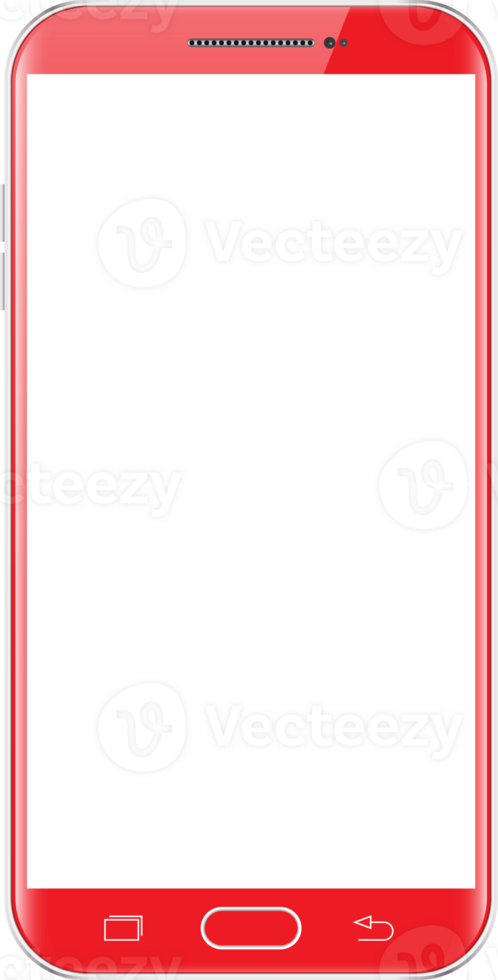 Modern red touchscreen cellphone tablet smartphone isolated png