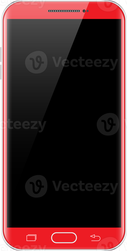 Modern red touchscreen cellphone tablet smartphone isolated png